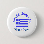 Greek Goddess and Flag of Greece Personalized  缶バッジ (正面)