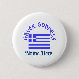 Greek Goddess and Flag of Greece Personalized  缶バッジ