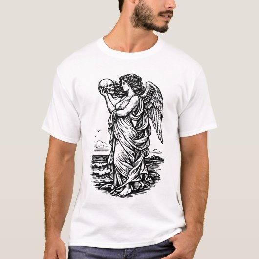 Greek goddess Aphrodite at the sea with the skull Tシャツ (正面)
