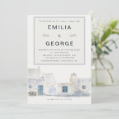 Greek Island Wedding | Olive Accent 招待状 (スタンド正面)