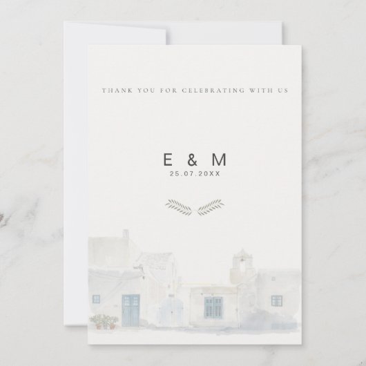 Greek Island Wedding | Olive Accent 招待状 (裏面)