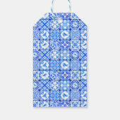 Greek Italian Blue Tiles Pink Flowers Disco Ball ギフトタグ (裏面)