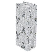 Greek Key Celebration Toast - Silver & White ワインギフトバッグ (正面アングル)