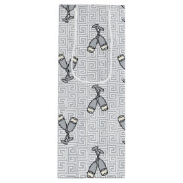 Greek Key Celebration Toast - Silver & White ワインギフトバッグ