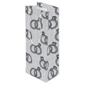 Greek Key Engagenent Wedding - Silver & White ワインギフトバッグ (裏面アングル)