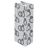 Greek Key Engagenent Wedding - Silver & White ワインギフトバッグ (正面アングル)