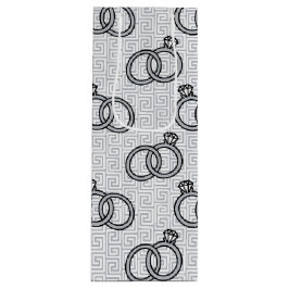 Greek Key Engagenent Wedding - Silver & White ワインギフトバッグ