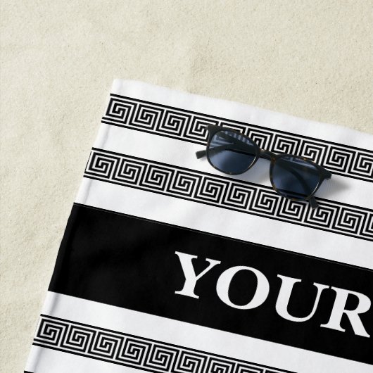 Greek key meander pattern personalized ビーチタオル (インサイチュ)