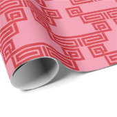 Greek Key Meander Tier in Pink and Red ラッピングペーパー (ロールコーナー)