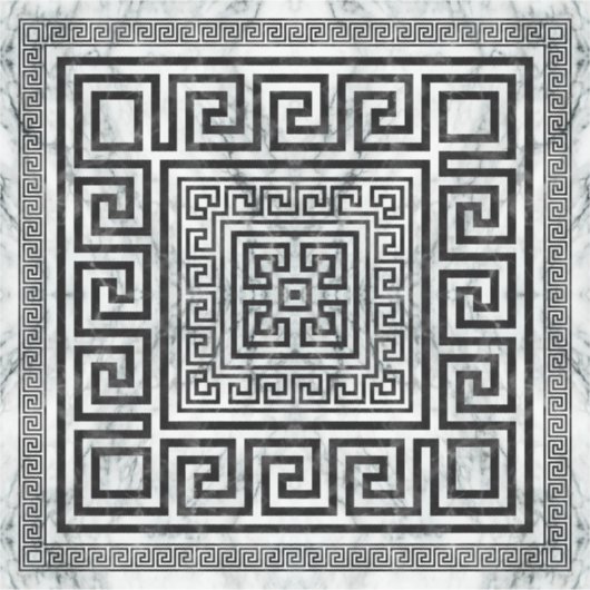 Greek Meander - Greek Key Black and White Marble シール (正面)