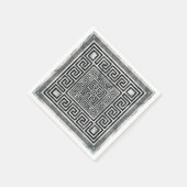 Greek Meander - Greek Key Black and White Marble スタンダードカクテルナプキン (角)