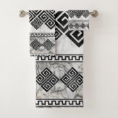 Greek Meander - Greek Key Black and White Marble バスタオルセット (インサイチュ)