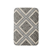 Greek Meander - Greek Key Black and White Marble バスマット (正面縦)