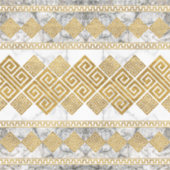 Greek Meander - Greek Key White Marble and Gold シール (正面)