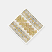 Greek Meander - Greek Key White Marble and Gold スタンダードカクテルナプキン (角)