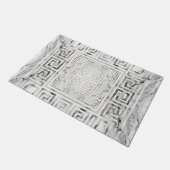 Greek Meander - Greek Key White Marble textures ドアマット (アングル)