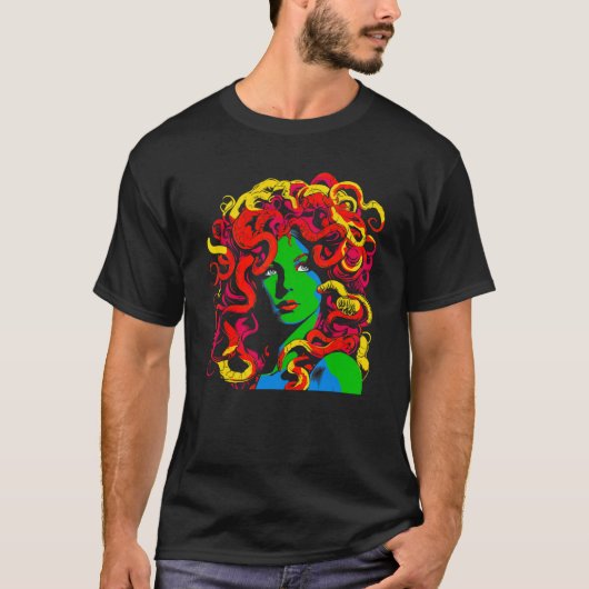 Greek Mythology Medusa Pop Art Tシャツ (正面)