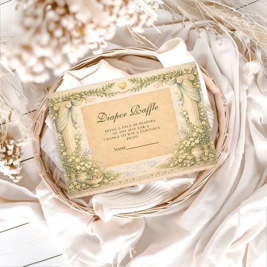 Greek Neutral Floral Diapper Raffle エンクロージャーカード