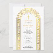 Greek Orthodox Christening Baptism Gold Greek Key  招待状 (正面)