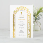 Greek Orthodox Christening Baptism Gold Greek Key  招待状 (スタンド正面)
