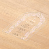 Greek Orthodox Christening Baptism Pink Greek Key  アクリル招待状 (レイダウン)