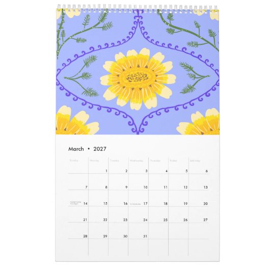 Greek Summer Scenes & Patterns Calendar カレンダー (3月 2027)