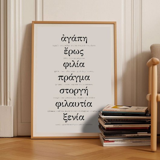 Greek Words for Love Print Wedding Print Engagemen ポスター
