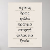 Greek Words for Love Print Wedding Print Engagemen ポスター (正面)