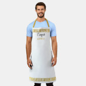 Greek Yiayia Greek Grandmother Gold Greek Key エプロン (着用した状態)