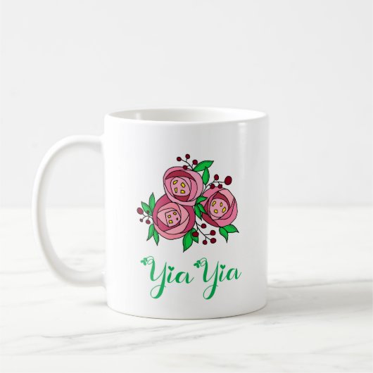Greek YiaYia Mug with Roses コーヒーマグカップ (左)