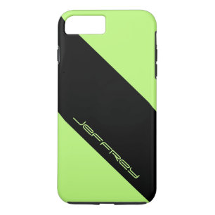 Greenモダン & Black Oneストライプのパーソナライズされた名前 iPhone 8 Plus/7 Plusケース