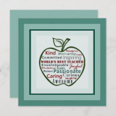 Green エレガント Apple Worldの最高の先生 (正面/裏面)