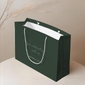 Green | シックフローラ結婚モノグラムありがとう ラージペーパーバッグ