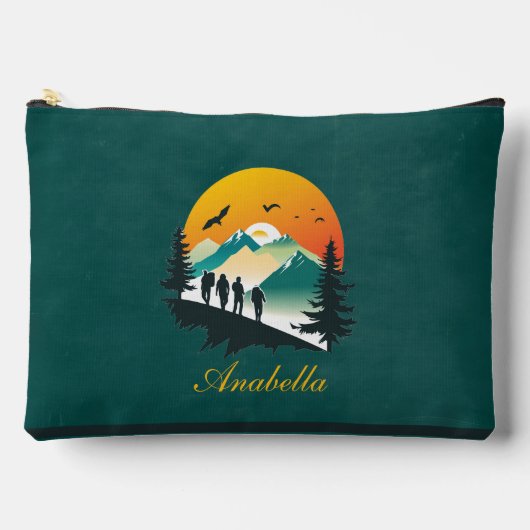 Green |ストライプ |ウッズ&マウンテンハイカーカスタムズ アクセサリーポーチ (正面)