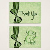 GREEN フェイク Bow and Damask Wedding Thank You (正面&裏面)