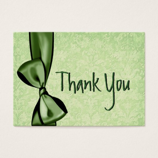 GREEN フェイク Bow and Damask Wedding Thank You (正面)