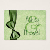 GREEN フェイク Bow and Damask Wedding Thank You (裏面)