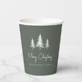Green | ミニマルなクリスマスパインの木 紙コップ (正面)