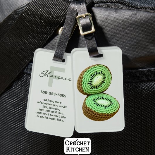 Green モダン Crochet Kiwi名ミニマル前情報 ラゲッジタグ