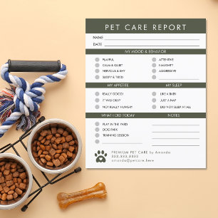 Green モダン Pet Care Dog Sisterレポートカード