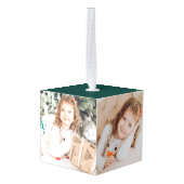 Green |冬のフローラリース写真 キューブオーナメント (裏面アングル)