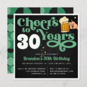 Green |応援マイルストーンの誕生日パーティーの招待 (正面/裏面)