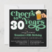 Green |応援マイルストーンの誕生日パーティーの招待 (正面)