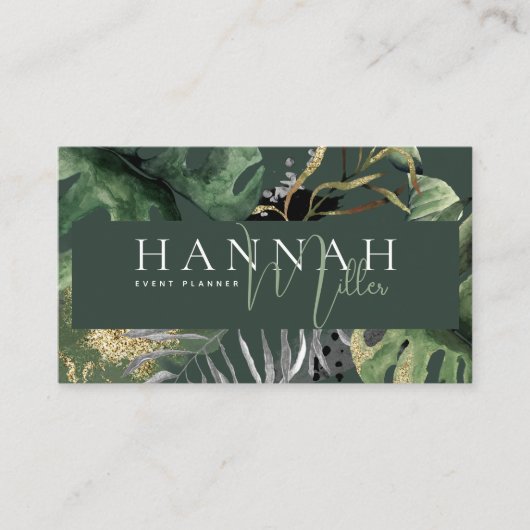 Green |熱帯モダンQRエレガントコード 名刺 (正面)