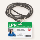 Green |病院医療従事者写真IDバッジ バッジ (正面ランヤード)