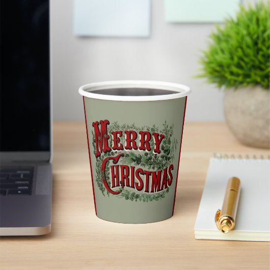 Green 1876 Merry Christmas 紙コップ (インサイチュ)