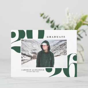 Green 2026 Bold Typography Photo Graduation 案内状
