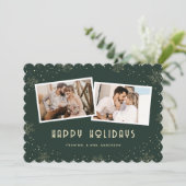 Green 2 Photo Newlywed Happy Holidays Card シーズンカード (スタンド正面)