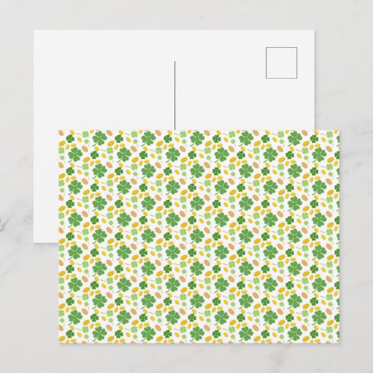 Green 4 Leaf Clovers St Patricks Day Coins ​ ポストカード (正面/裏面)