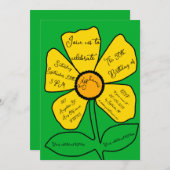 Green 50th Birthday Gold Doodle Flower  招待状 (正面/裏面)
